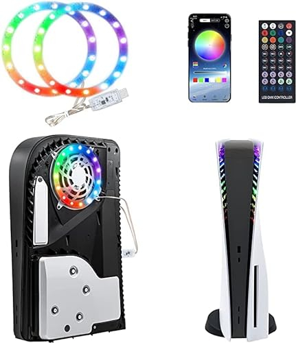 Mcbazel PS5 Pro/PS5 Slim/ PS5 RGB LED Tira de Luces con Control Remoto IR Tira de Luz para Playstation 5 Consola,8 colores y 400 efectos combinados