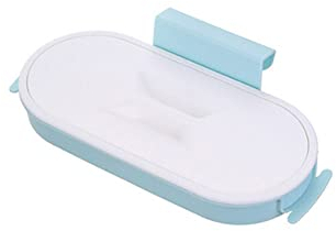 Kitchen Bin Plastic Folding Wall Mounted Portable Trash Garbage Bag Holder with Lid Hanging for Cupboard Door Kitchen(1PCS Blue)