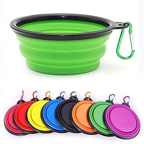 Coolon Collapsible Dog Bowl,Collapsible Dog Water Bowls for Cats Dogs, Portable Pet Feeding Watering Dish,Portable Dog Water Food Bowl with Carabiner (Medium(650ML), green)
