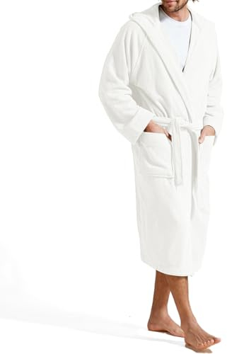 Christy Brixton Hooded Bath Robe | Stylish Textured Weave | Durable Tactile Design | Men's Bathrobe | 100% Cotton Dressing Gown
