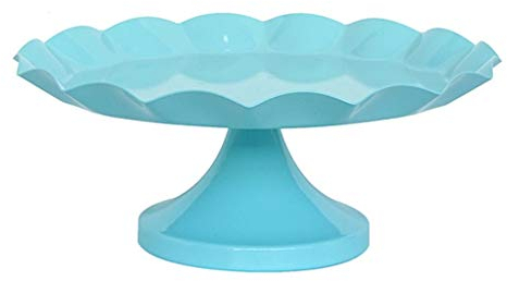 XCC Cake stand Blue wavy side cake pan Creative wedding wrought iron cake stand Blue shelf (Size : M)
