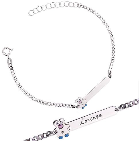 Silber 925 Armband für Kinder/Auf mit Teddybär Kids Collection + Personalisierte Geschenkbox - Armband für Kommunion oder Taufe
