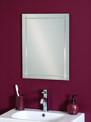 Showerdrape Frameless Bathroom Wall Mirror, Wall mounted mirror for bathroom, Modern Diamond Cut Vanity Mirror Rectangular Wall Mirror Mirrors Living Room Bedroom.