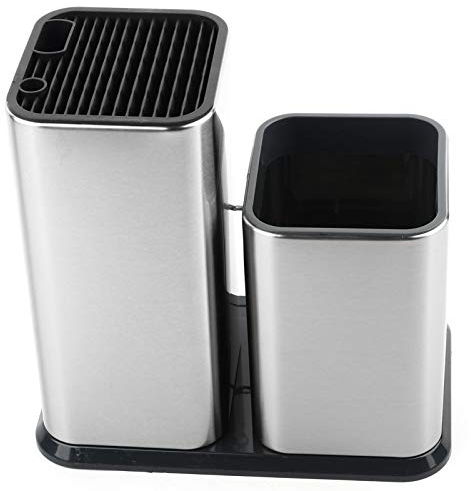 Natudeco Soporte universal para bloque de cuchillos, porta cuchillos cocina Soporte para utensilios cuchillos para encimera Almacenamiento de utensilios de cocina