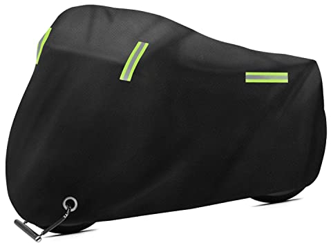 Dokon Motorrad Abdeckplane Wasserdicht 420D Oxford-Gewebe, Motorradabdeckung Outdoor Winterfest Motorradplane mit Beutel, Abdeckung für Motor Moped Roller Motorroller (245x105x125cm)