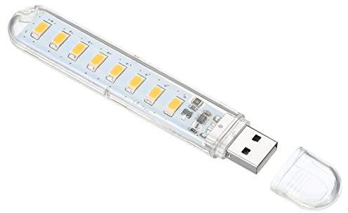 PATIKIL USB Night Light, Portable Plug-in Small LED Light Stick with 8 Lamp Beads with Touch Sensor Switch USB Light for Bathroom Bedroom Reading Sleeping Camping, Warm White