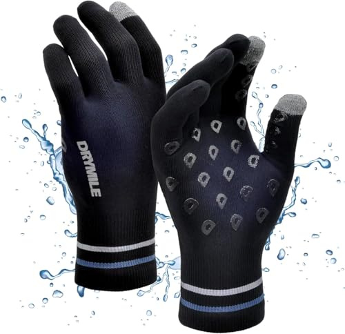 DRYMILE HYLA Waterproof Dexterity Gloves – All-Weather Wool Blend Gloves for Men & Women – Touchscreen & Non-Slip Grip – Hiking, Cycling, Fishing, Hunting & Work. - L, Black