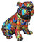 Casablanca Deko Figur Mops sitzend - Moderne Tierfigur Sculptur im Street Art Graffiti Design - Dekoration im Innenbereich - Mehrfarbig Höhe 23 cm