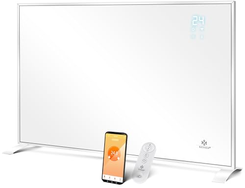 KESSER® Riscaldamento a infrarossi a risparmio energetico, dispositivo a infrarossi e montaggio a parete, riscaldamento elettrico, 540 W, con telecomando, termostato e controllo app, pannello di