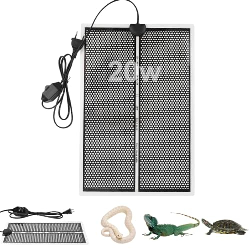 LOMUG Esterilla calefactora terrario, 20 W, ajustable, reptil, almohadilla térmica para recipiente de cristal, esterilla térmica ajustable con regulación de temperatura para tortugas, serpientes,