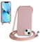 SLWYF Compatible with iPhone 13 Mini Crossbody Lanyard Case, Liquid Silicone Protective Phone Case with Strap Adjustable Neck Cord Necklace Soft Cover for iPhone 13 Mini, Sand pink