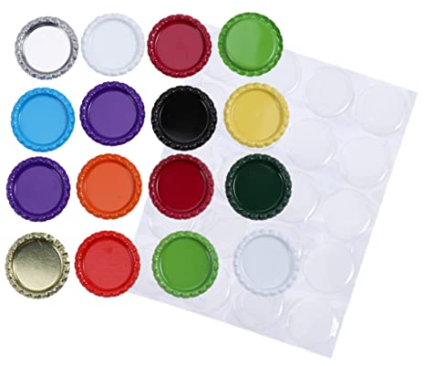 BESTonZON 200 Stk Aufkleber Flacher Flaschenverschluss Diy-material Flache Flaschenverschlüsse Zeit Material Bierdeckel Weißblech Patch Bierflaschenverschluss Mit Deckel Werkzeug