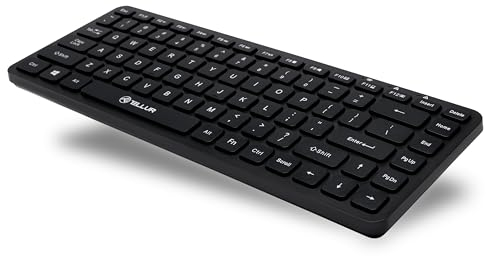 TELLUR Kabellose Tastatur, kabellose Mini-Tastatur für PC, Laptop, Smart-TV, 2,4 GHz Nano-USB-Empfänger, internationales QWERTY-Layout, leise und schlank (Schwarz)