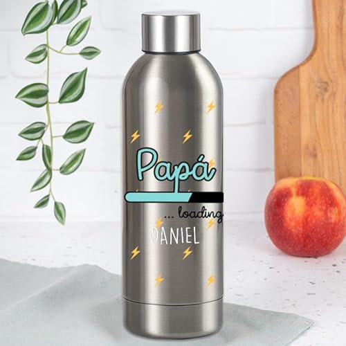 Wanapix | Botella Agua Personalizada | Regalo Día del Padre | Acero Inoxidable | Botella Térmica | 800ml | Regalo Original Hombre | Papá loading