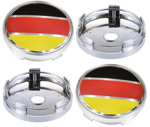 TECART 4 Stück Nabenabdeckung Nabendeckel 60mm 2.36in USA DE UK Flagge Fahne Kappen Radkappen Radnabendeckel Chrom PVC für BMW VW Audi Volvo Toyota Mazda Honda Lexus Radnabenabdeckung Auto Zubehör A