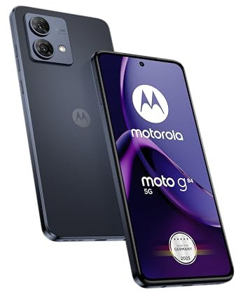 Motorola Moto g84 5G (6.5 inch (16.5 cm) FHD+ Display, 50 MP Dual Camera, 12/256 GB, 5000 mAh, Android 13) Midnight Blue, includes Protective Cover and Car Adaptor (Renewed)