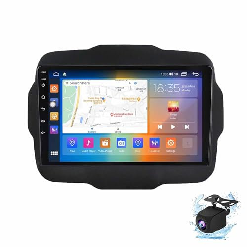 DAEFAG Android 13 Autoradio 10 Pollici Radio con Schermo per Jeep Renegade 2014-2018 con CarPlay/Android Auto GPS Bluetooth WiFi FM RDS GPS Navi Comandi al Volante+Telecamera di Backup(M500S(4G+64G))
