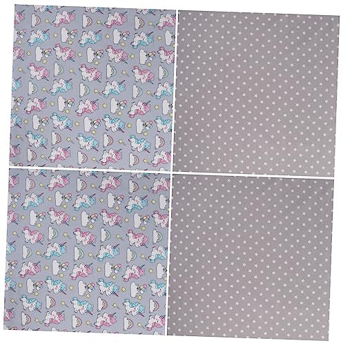 TEHAUX Patchworkstoff aus Baumwolle 4 Stück 50x50 cm mit Cartoon Print