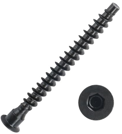 YaaYii Lot de 50 vis de confirmation M7 x 60 mm noires à tête fraisée hexagonale pour meubles en acier carbone plaqué zinc