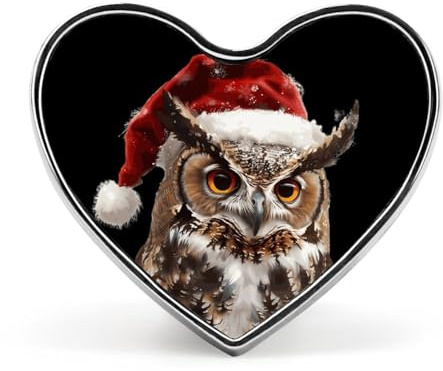 Winter-Eule, Weihnachts-Herz-Abzeichen, Brosche, Anstecknadel, süße Revers, Krawattenknopf, Anstecknadeln, Dekoration für Frauen und Männer