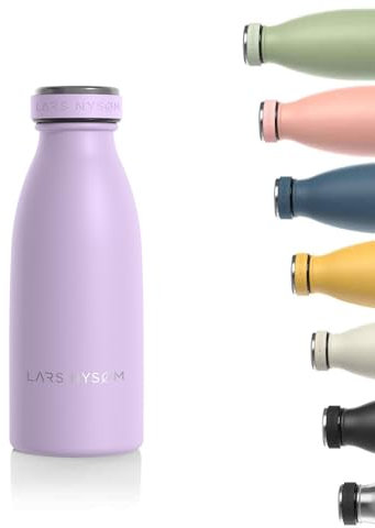 LARS NYSØM Edelstahl Trinkflasche 350ml, 500ml, 750ml, 1L, 1 5 liter | Thermosflasche Kohlensäure geeignet | Auslaufsichere Wasserflasche für Sport, Outdoor, Schule (Lavender Purple, 350ml)