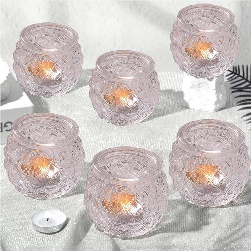 12 Pcs Bougeoirs en Verre pour Bougies Chauffe-Plat, Bougeoirs Transparents pour Bougies Chauffe-Plat pour Centre de Table, Mariage, décoration d'intérieur (Clair)