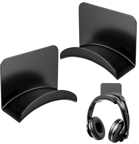 Legpador 2 Piezas Soporte Percha Auriculares Gaming, Soporte Cascos Mesa, Universal Headphone Hooks, Adhesiva Headset Stand, Gancho Sujeta Colgador Auricular, para Escritorio, Pared, Vidrio (Negro)