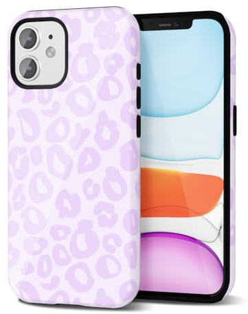 Svanove Cheetah Print Phone Case for iPhone 11, Girly Cute Leopard Case for Women, Luxury Trendy Retro Cool Animal Print Design, Aesthetic Pattern Y2k Slim Hard Shell Plastic Cover, Purple Lilac