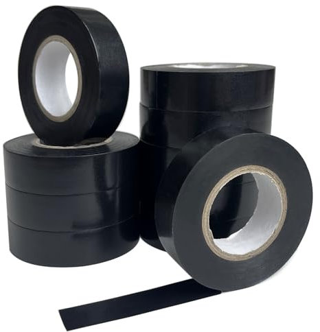 CHUANGSEED Elektrisches Isolierband 10er-Pack Schwarz 19mm x 20m，kabel klebeband PVC Elektriker Klebeband für Arbeiten an Elektrik Reparaturen Isolierung und Bündeln