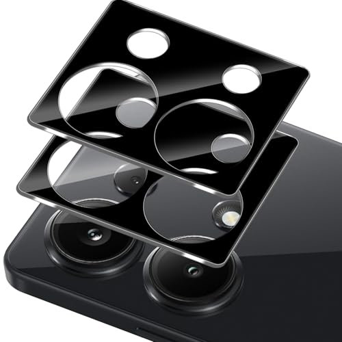 Xunzii 2 Pezzi Pellicola Fotocamera per Xiaomi Redmi Note 13 Pro 4G - [Nero], Durezza 9H Anti-Graffio Vetro Temperato Camera Protezione Lente, HD Senza Bolle Lente Protettiva Film