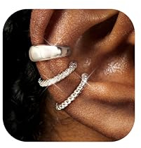 Diamday 3Pcs Ear Cuff Boucles d'Oreilles Femme Faux Piercing Oreille Réglables Boucle Oreille Sans Trou Faux Piercing Helix Cartilage Manchette Oreille Earcuff Femme Non Piercings