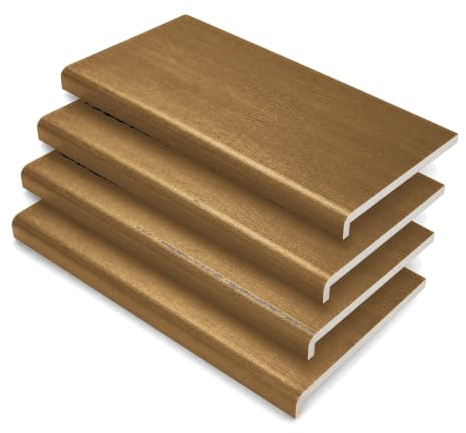 250mm x 2m Irish Oak uPVC Fascia Capping & Sill Cover + End Caps – 4 Pack