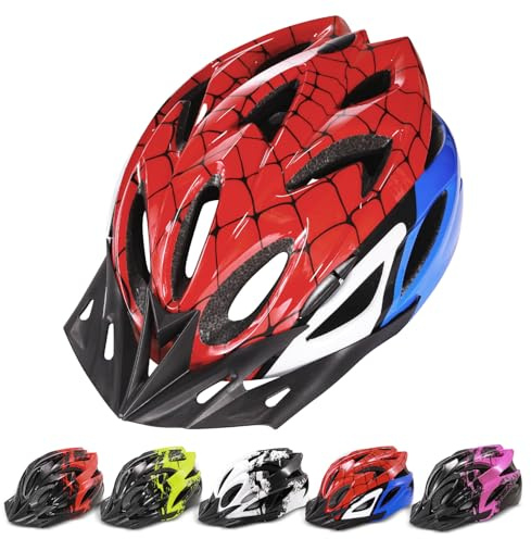Kids Bike Helmet for Boys & Girls 3-8 Years, Adjustable Lightweight Helmet with 18 Vents, Toddler Child Multi-Sport Safety Certified Helmet for Bicycle, Scooter, Skateboarding 48-55CM S Black-Red