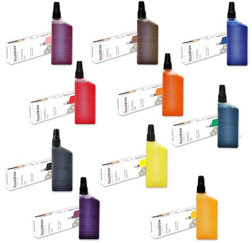 Liquidraw Technical Pen Ink - 10 x 25 ml | Assorted Colours | Waterproof Ink | Compatible with Rotring Isograph Pens | Plastic Refill Bottle, Screw-On Lid | Ideal for Drawing Illustration Calligraphy