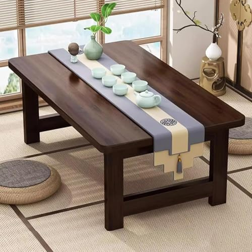 Faltbarer niedriger Bambus-Tisch für Bodensitzen, japanischer Meditations-Schreibtisch, Walnussholz, Altartisch für Wohnzimmer und Heimbüro, 80 cm L x 45 cm B x 30 cm H