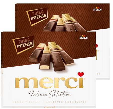 merci Finest Selection Herbe Vielfalt – 2 x 250g – Erlesene Schokoladen-Spezialitäten aus dunkler Schokolade – Gefüllte und nicht gefüllte Pralinen