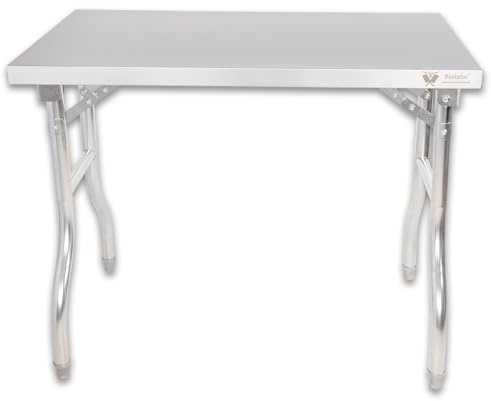 Beeketal Edelstahl Klapptisch (Größe wählbar) | Arbeitstisch für Gastro & Privat | 100-180cm Längen | klappbar & höhenverstellbare Füße | BAR-K Serie (BAR100-60K)