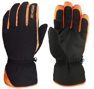 ESKA Malu Shield Skihandschuhe Black Exotic Orange Gr. 10 optimaler Schnittschutz, atmungsaktiv und Touchscreen-kompatibel.