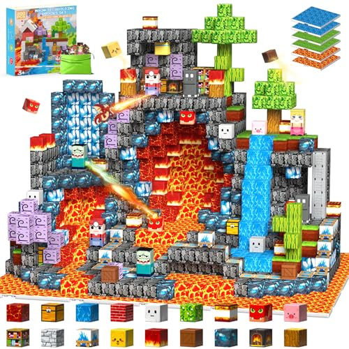 iKidiki 200 Stück Magnetische Bausteine, Spielzeug ab 3 4 5 6 Jahre Jungen Mädchen Magnetic Building Blocks Geschenk Junge 3-6 Jahre Kreatives STEM Magnetspiel Ostergeschenke für Kinder