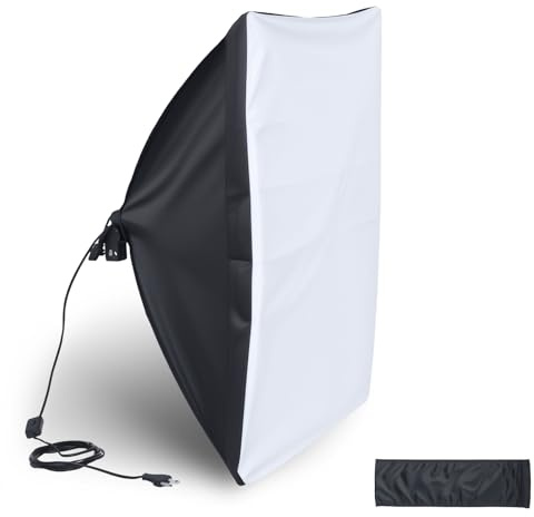 UTEBIT Softbox pieghevole 50x70 cm, Scatola Luce rettangolare con Diffusore, Custodia in Tessuto + Borsa da Trasporto, Ideale per Studio, Ritratto e Prodotto, Compatibile con Montaggio Bowens
