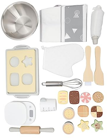 Fdit Ensemble de Jeu de Rôle de Cuisine en Bois, Jouet de Cuisine Interactif au Design Réaliste pour Enfants, Batterie de éducative pour Jeux de Rôle, Cadeau Parfait pour Les Enfants, Matériau en