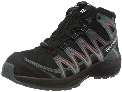 Salomon XA Pro 3D Mid Climasalomon™ Waterproof (wasserdicht) Junior Kinder Trailrunning-Schuhe, Schwarz (Black/Stormy Weather/Cherry Tomato), 31 EU