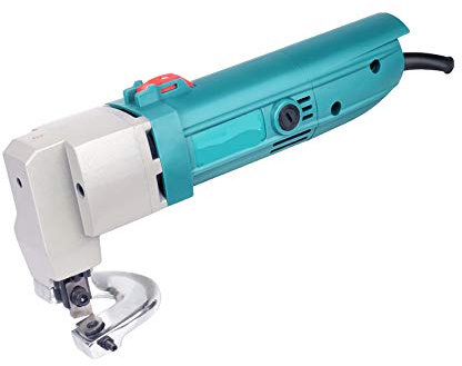 CGOLDENWALL 220V Electric Metal Shear Scissors Electric Nibbler Steel Plate Corrugated Iron Sheet Materials Cutter 380W 1800RPM (Machine+5pcs Spare Blade)