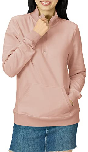 Amazon Essentials Top in Pile con Cerniera a Un Quarto a Maniche Lunghe (Disponibile in Taglie Forti) Donna, Rosa Chiaro, M