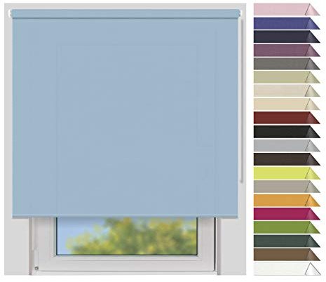 EFIXS Sichtschutzrollo Medium - Rollos nach Maß - 25 mm Rollowelle - Stoffbreite bis 240 cm, Höhe bis 240 cm - Hier: bis 180 cm x 150 cm (BxH) - blau (4988) - mit & ohne Bohren