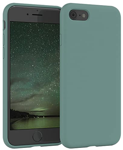 EAZY CASE Premium Silikon Handyhülle kompatibel mit iPhone SE (2022/2020) / iPhone 8/7 Slimcover mit Kameraschutz und Innenfutter, Silikonhülle, Schutzhülle, Handy Case, Hülle, Softcase, Nacht Grün
