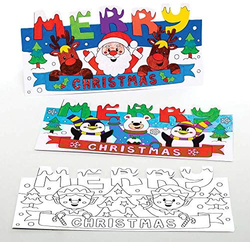 Baker Ross AX472 Weihnachtskarten zum Ausmalen Bastelset für Kinder - 10 Stück, Festliche Kreativsets und Bastelbedarf zum Basteln und Dekorieren zur Weihnachtszeit