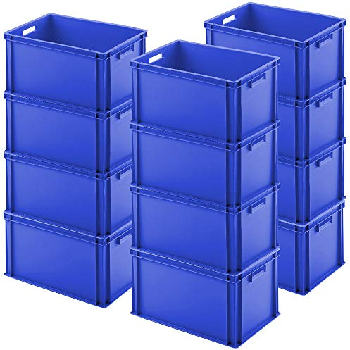 BRB 12x Euro-Stapelbehälter, LxBxH 600x400x320 mm, blau, PP, lebensmittelecht