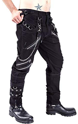 Cicilin Mode för män hiphop rock punk gotisk sport vandring ridning vardag lastbyxor gatudans byxor haremsbyxor, Svart, 32W