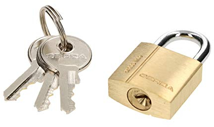 KOTARBAU® Candado de latón 20 mm, Candado resistente antirobo, Candado con 3 llaves con cuerpo de latón y asa de acero cromado, Candado de llave, Candado con arco corto, Candado laton